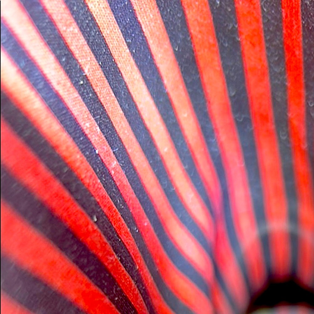 Hunter black rain boots Vibrant Red and Black Striped Pattern.  Missing buckles - Picture 5 of 5